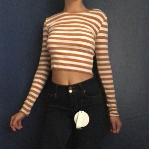 Striped Long sleeve crop top